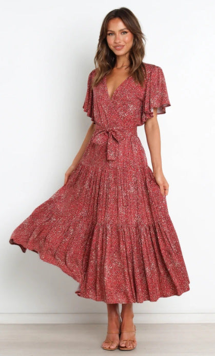 Wickel-Maxikleid mit Blumenmuster und Rüschen von berg-feldt