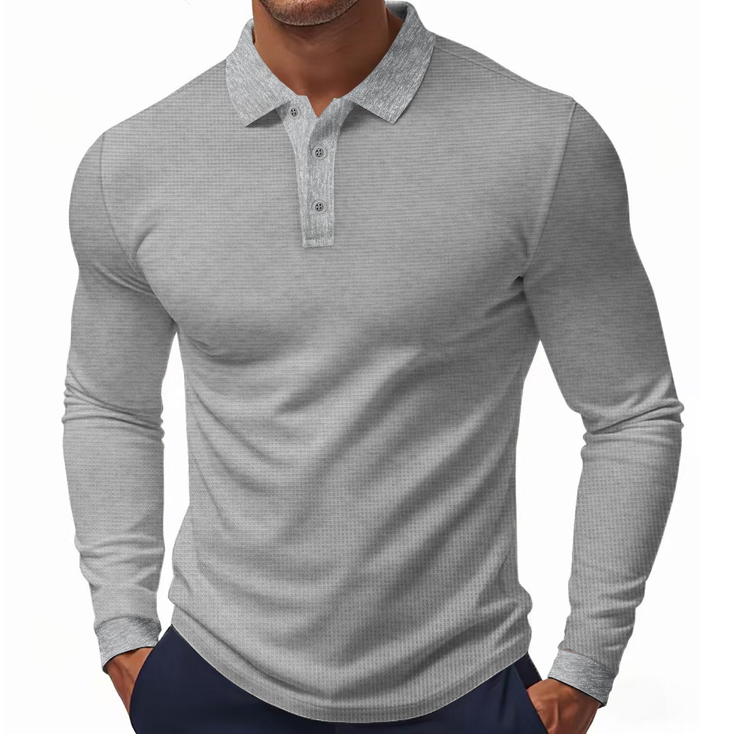 Herren Langarm-Polohemd im strukturierten Design mit modernem Schnitt Berg-Feldt