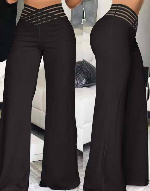 Weite Damen-Freizeit Hose mit hohem Bund und Gürtel