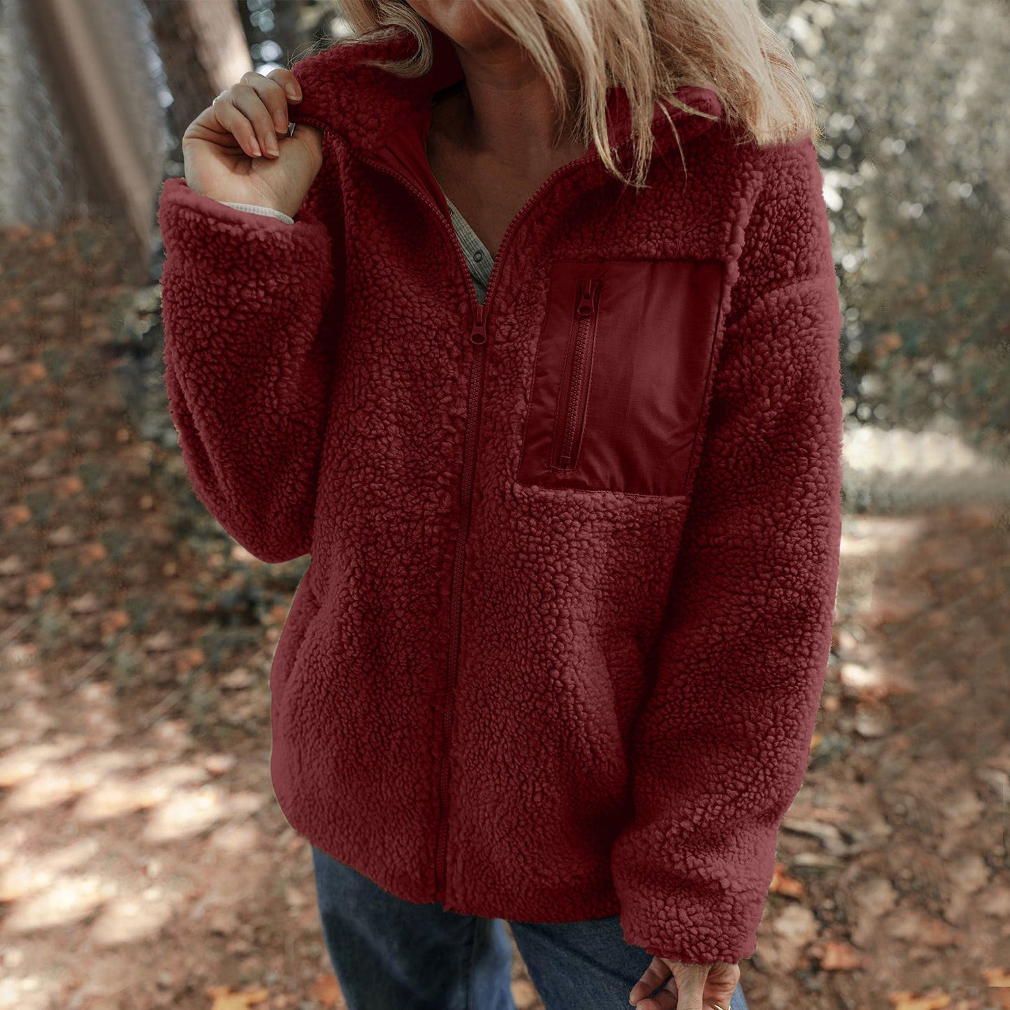 Damen Fleecejacke mit hochabschließendem Kragen und praktischer Brusttasche Berg-Feldt
