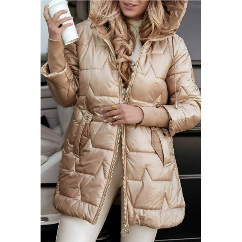 Veste matelassée longue pour femme avec doublure de capuche amovible et poches latérales zippées Berg-Feldt