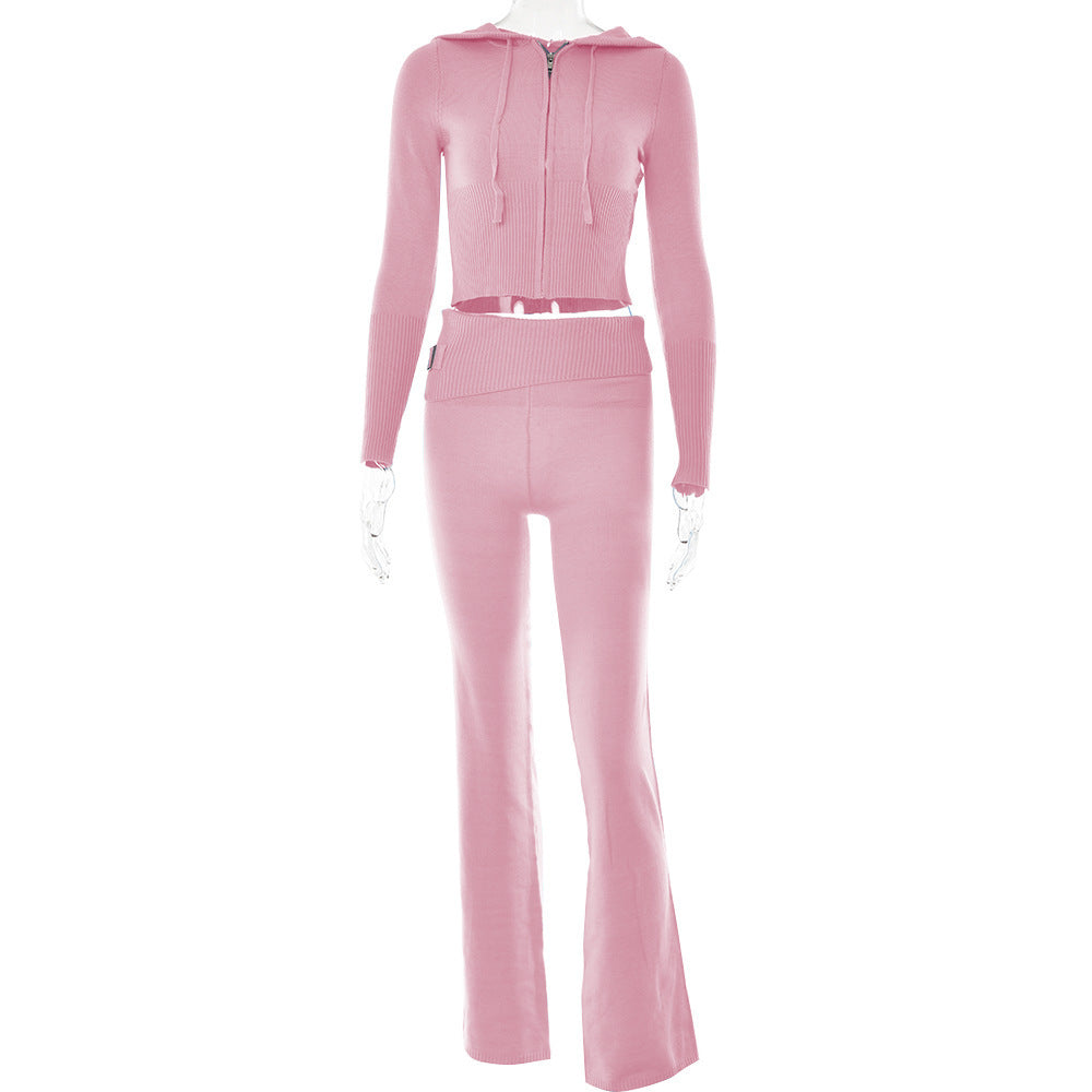 Women's Cropped Zip-Up Fitness Hoodie Set by berg-feldt