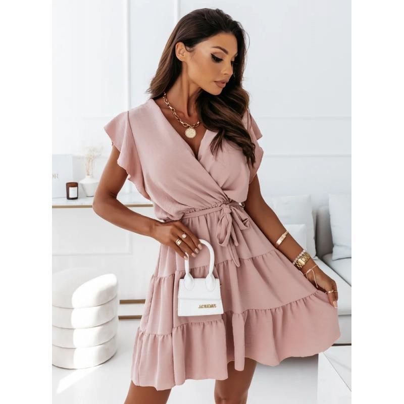 Wickel-Minikleid für Damen mit Volant und fließendem Stoff von berg-feldt