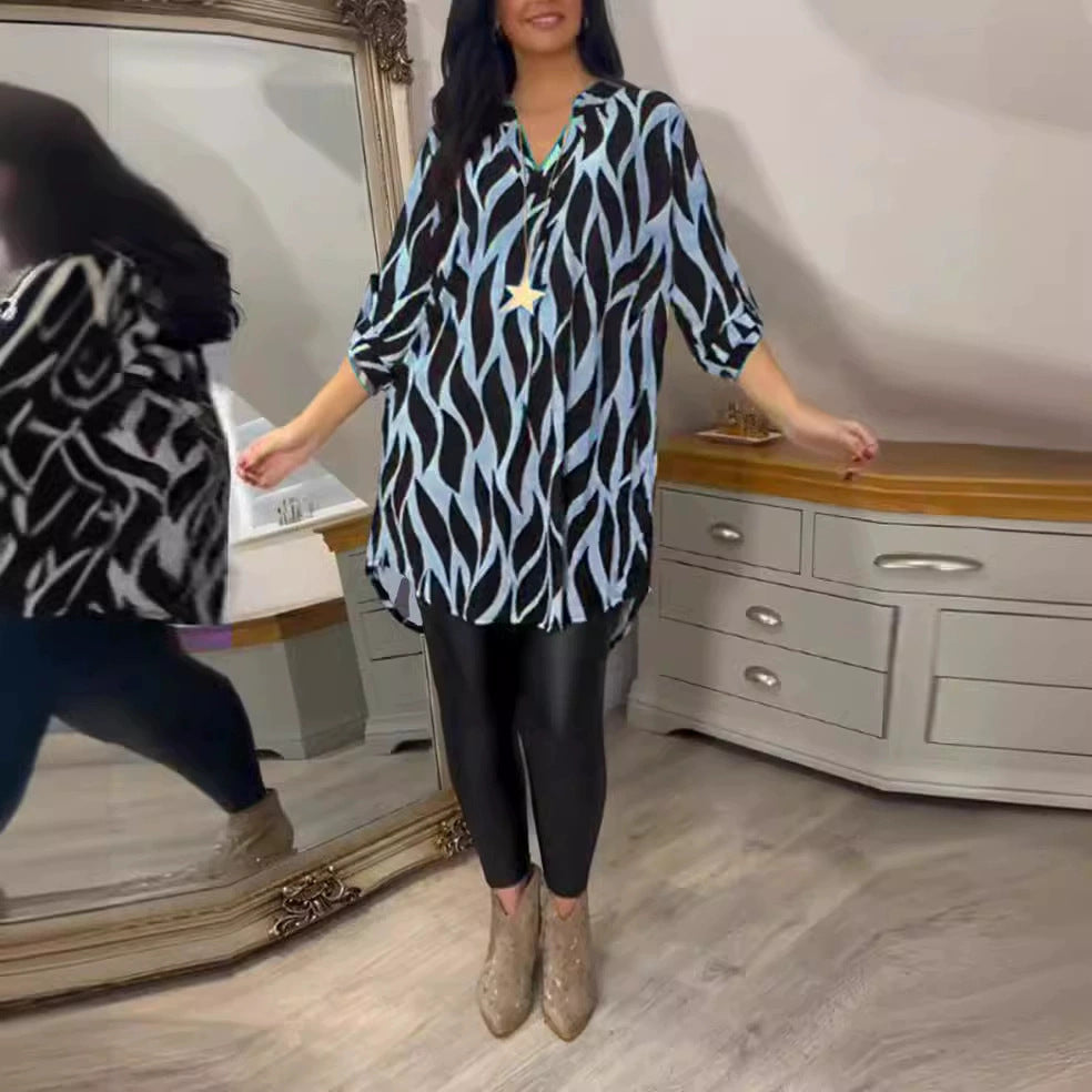 Modern Wellenmuster-Tunika Bluse mit schönen Ärmeln von berg-feldt für Damen