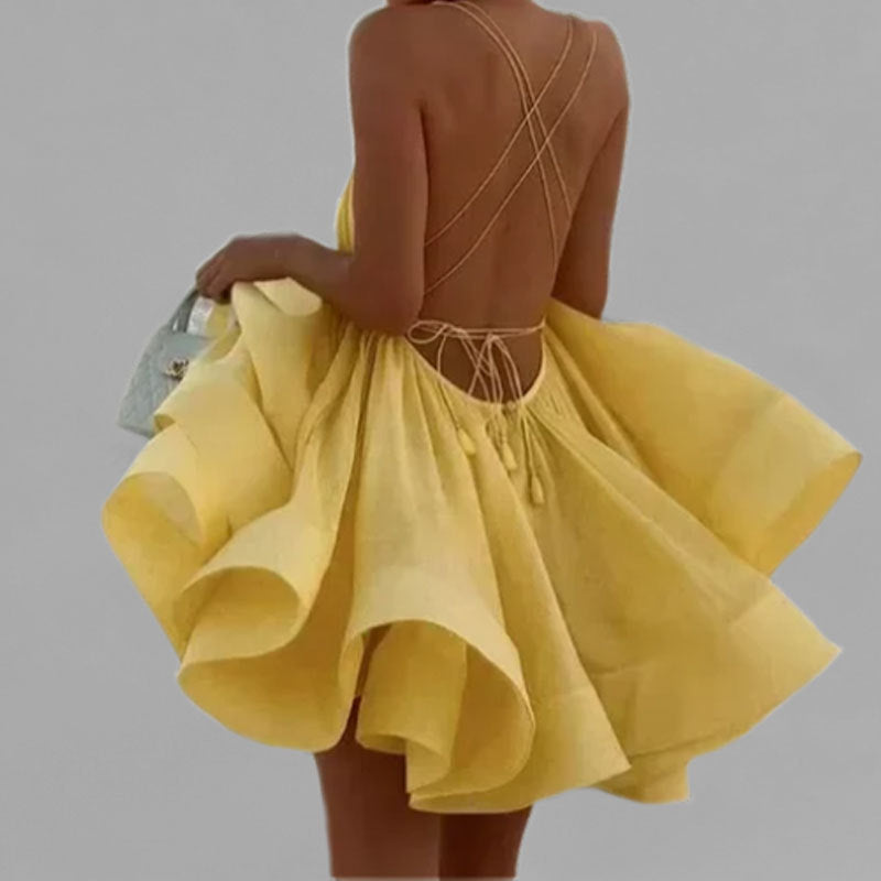 Robe d'été berg-feldt pour femme, col V profond à bretelles