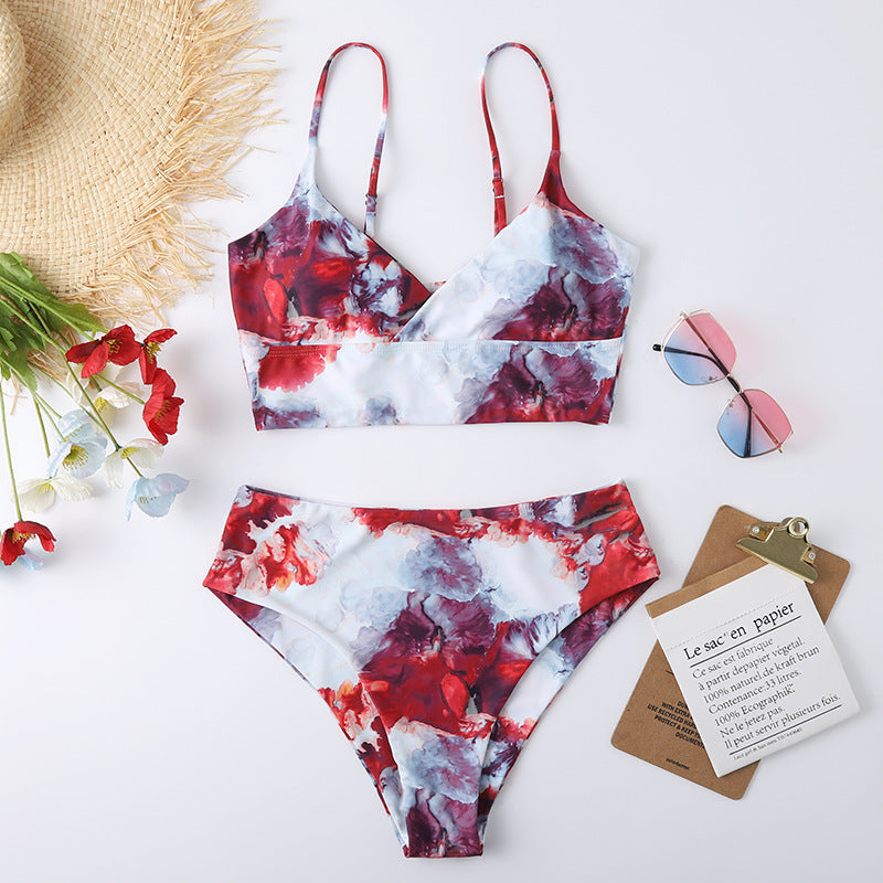 Berg-Feldt Artistic Print Bralette Bikini Set for Women