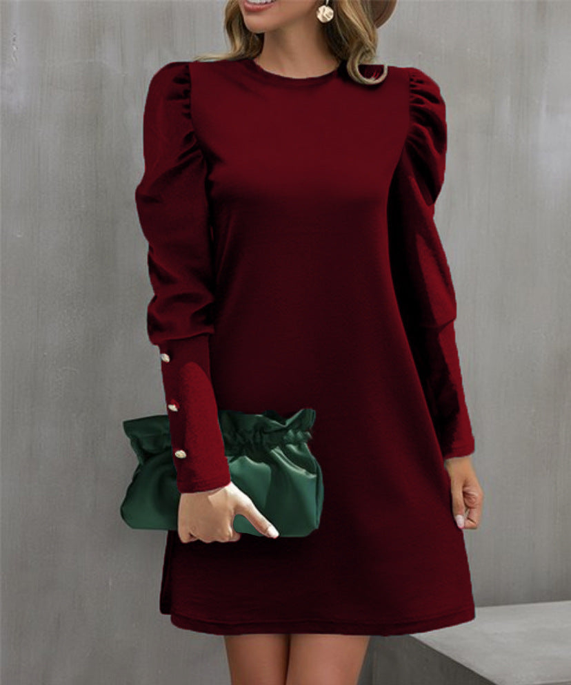 Damen Puffärmel Minikleid mit elegantem Rundhalsausschnitt Berg-Feldt