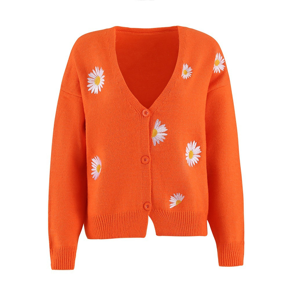 Cardigan en maille à broderie florale et col en V Berg-Feldt