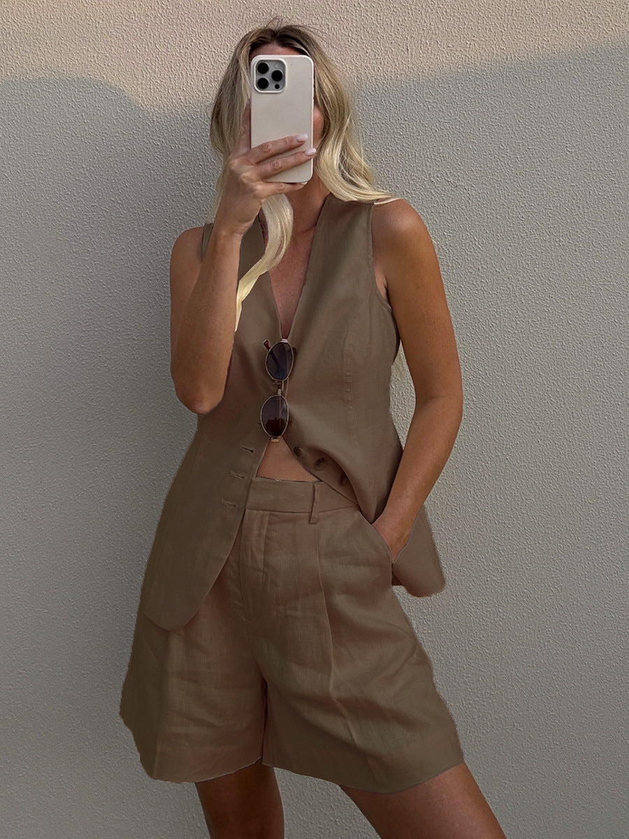 Women's Tailored Linen Blazer and Shorts Set by berg-feldt
