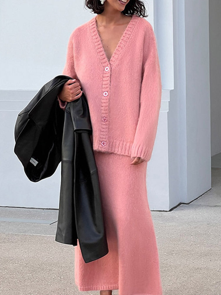 Ensemble Gilet Douillet et Jupe Longue en Maille Berg-Feldt pour Femme