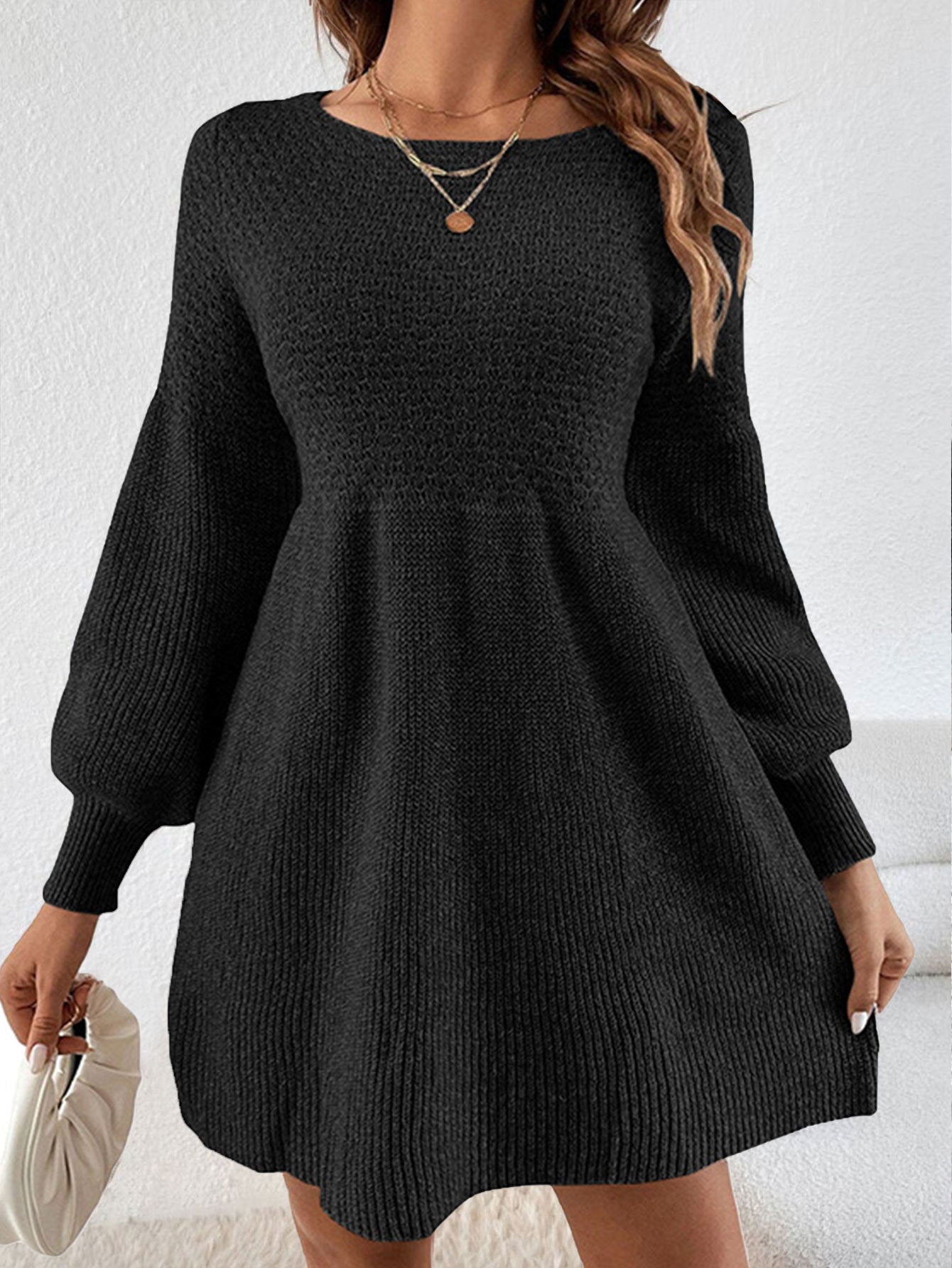 Damen Minikleid en maille à manches ballon Berg-Feldt