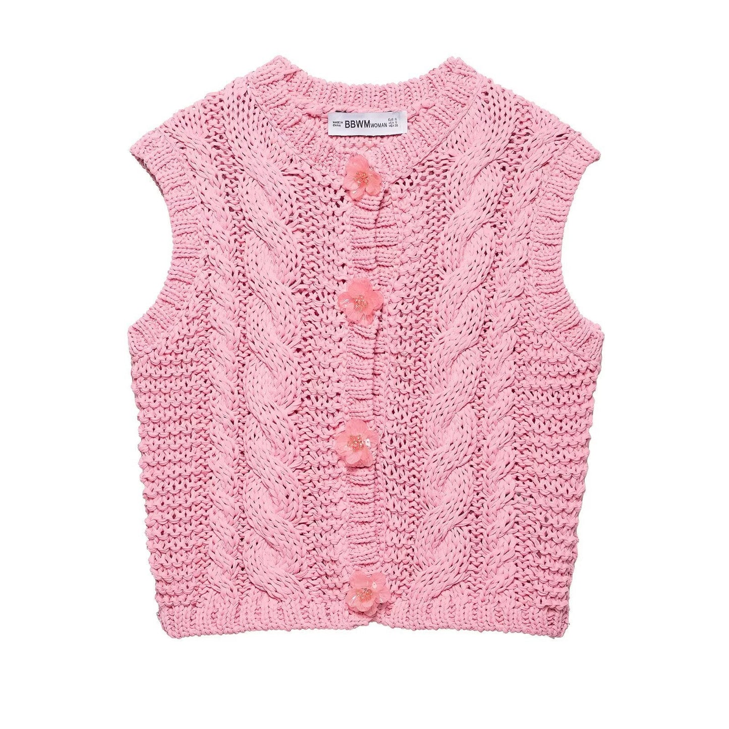 Women's Knitted Cable Knit Cropped Vest berg-feldt