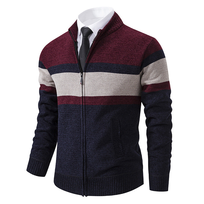 Cardigan en maille texturé pour homme avec col montant Berg-Feldt