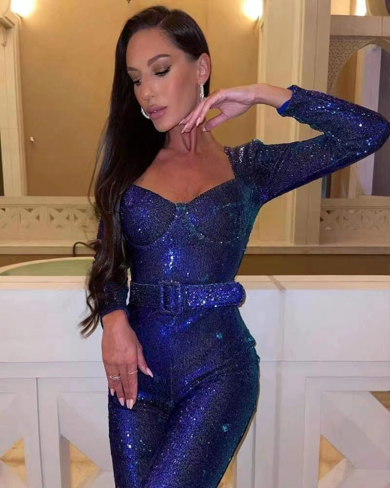 Combinaison Glamour à Paillettes pour Femme avec Taille Cintrée Berg-Feldt