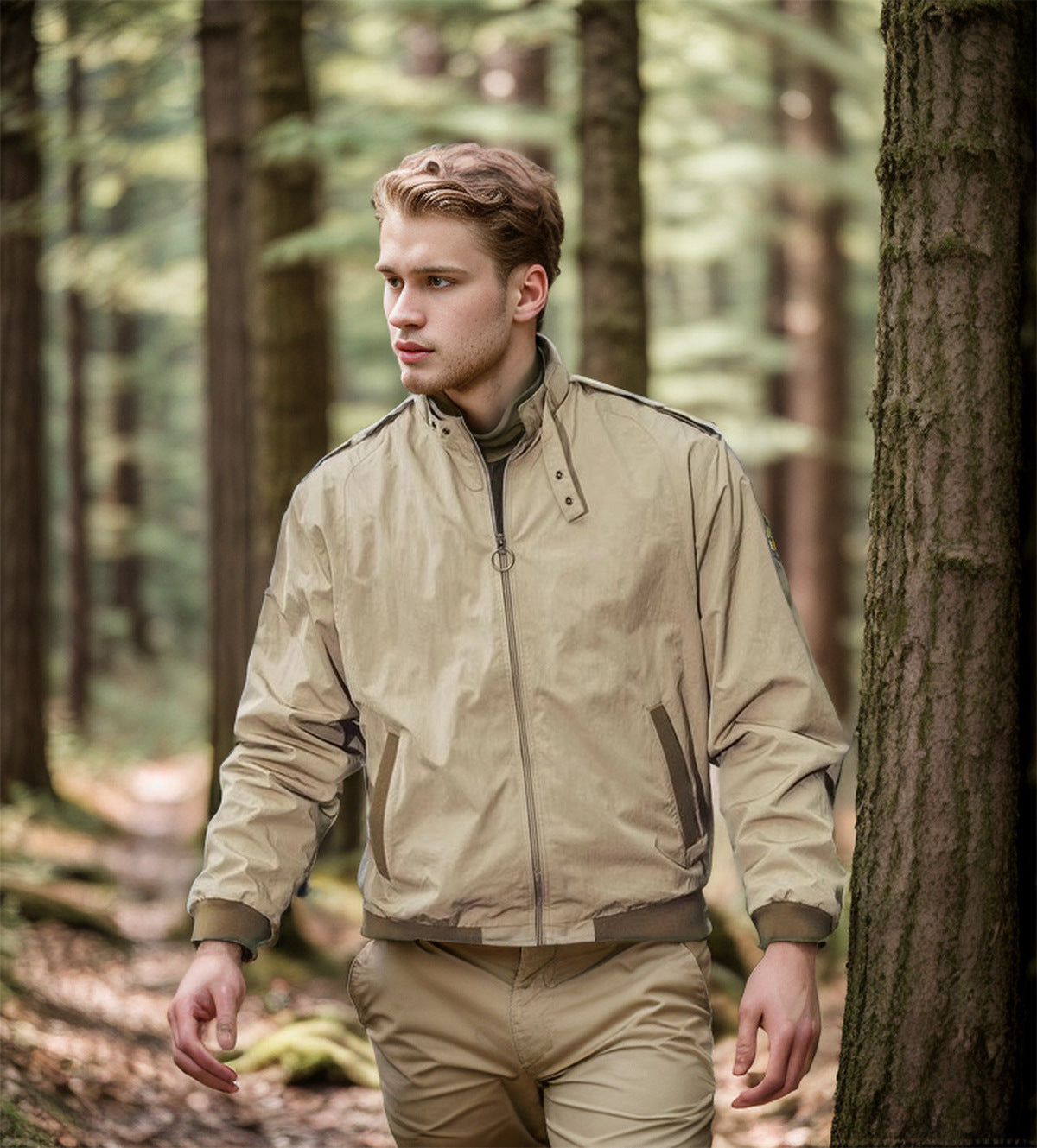 Herren lässige Windbreaker-Jacke mit hohem Kragen Berg-Feldt