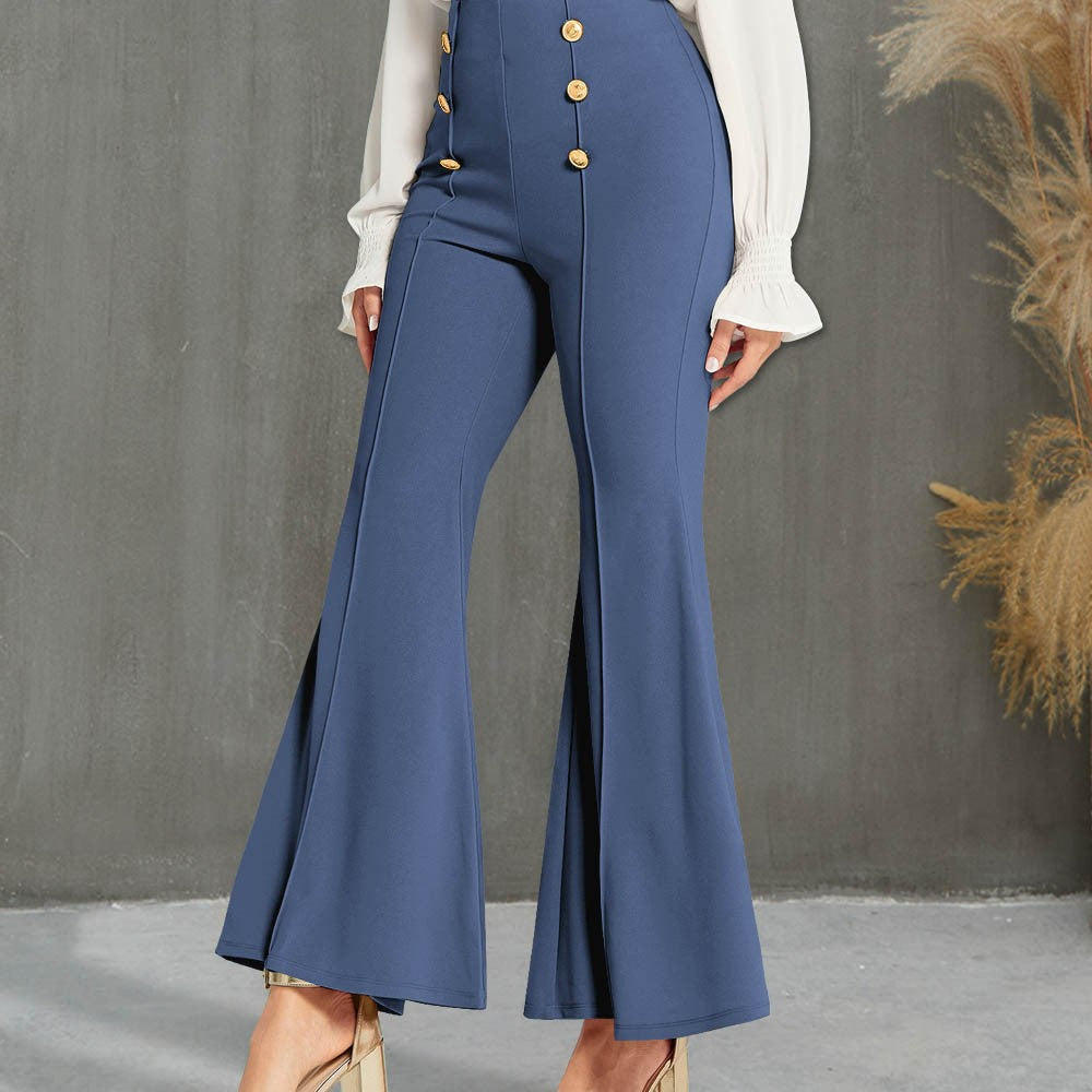 Weite Damenhose mit hoher Taille und Knopfdetail von berg-feldt