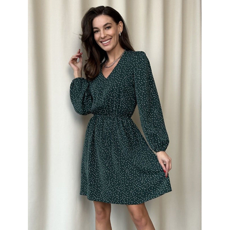 A-Linie Damen Kleid mit Puffärmeln und Punktemuster von berg-feldt