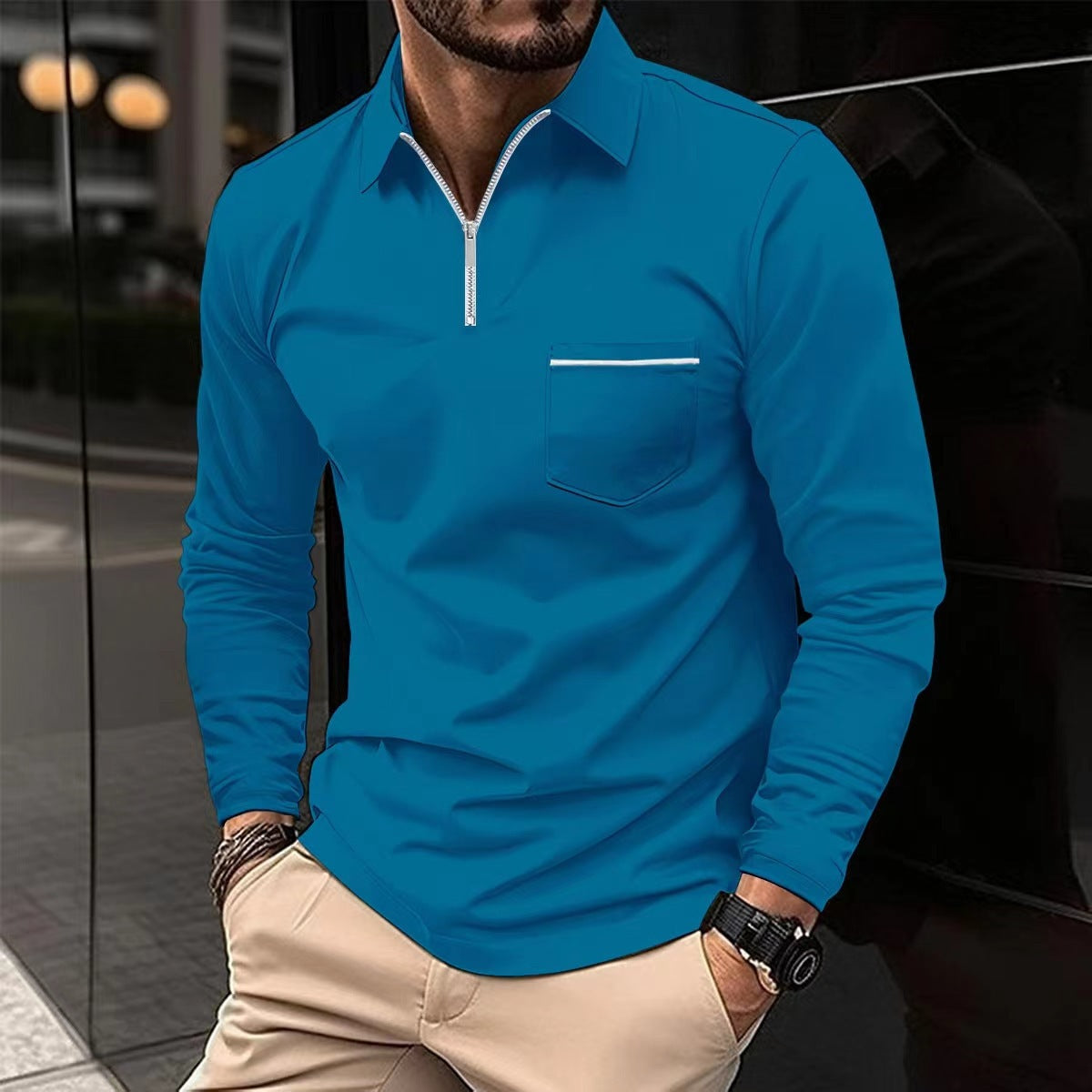Chemise à manches longues pour homme avec fermeture éclair et poche poitrine Berg-Feldt