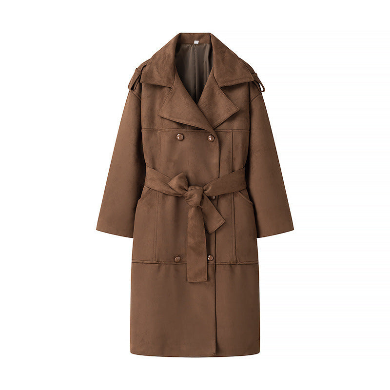 Women's Oversized Suede Belt Trench Coat by berg-feldt