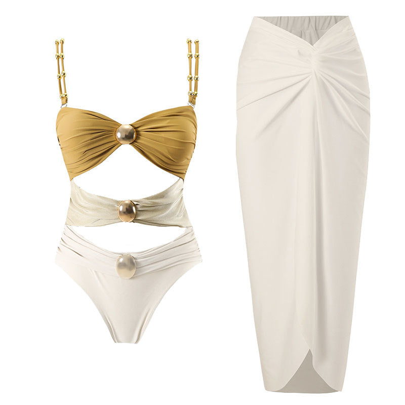Elegantes Damen Badeanzug Zweiteiler Set mit Wickelrock von berg-feldt