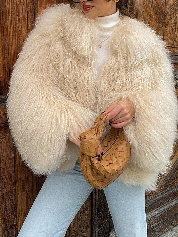 Manteau élégant en fausse fourrure pour femme, col montant et coupe stylée Berg-Feldt