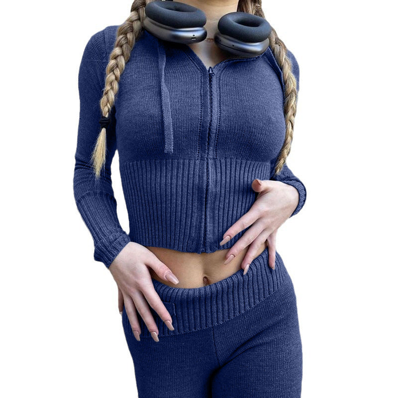Women's Cropped Zip-Up Fitness Hoodie Set by berg-feldt
