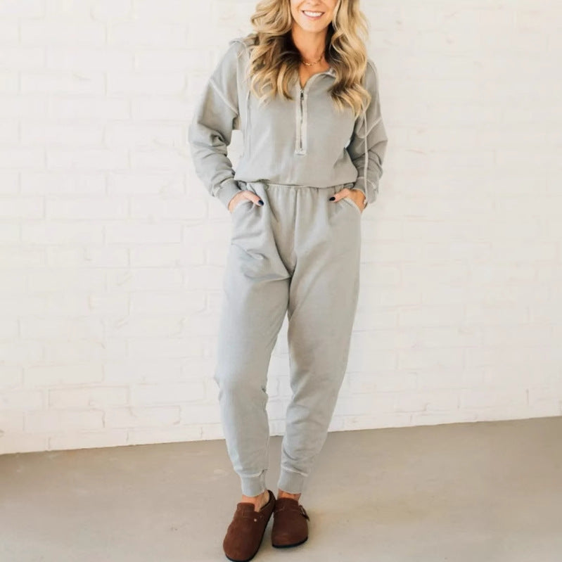 Bequemer Damen Jumpsuit mit kurzem Reißverschluss und elastischem Bund von berg-feldt