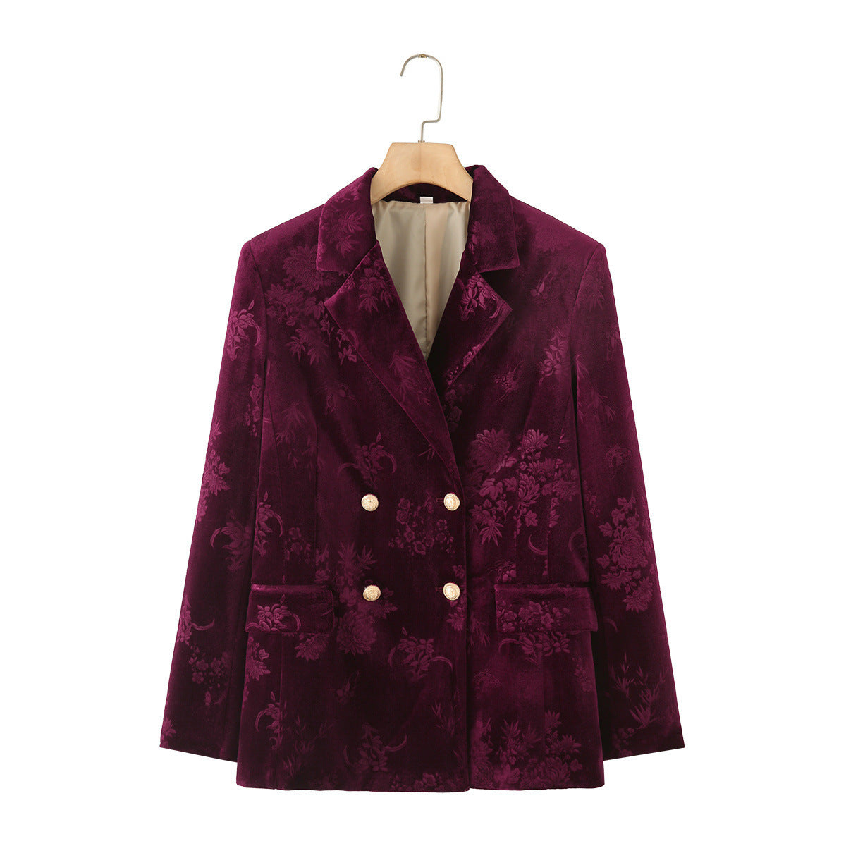 Women's Velvet Blazer with Reverse Collar and Flowers by berg-feldt