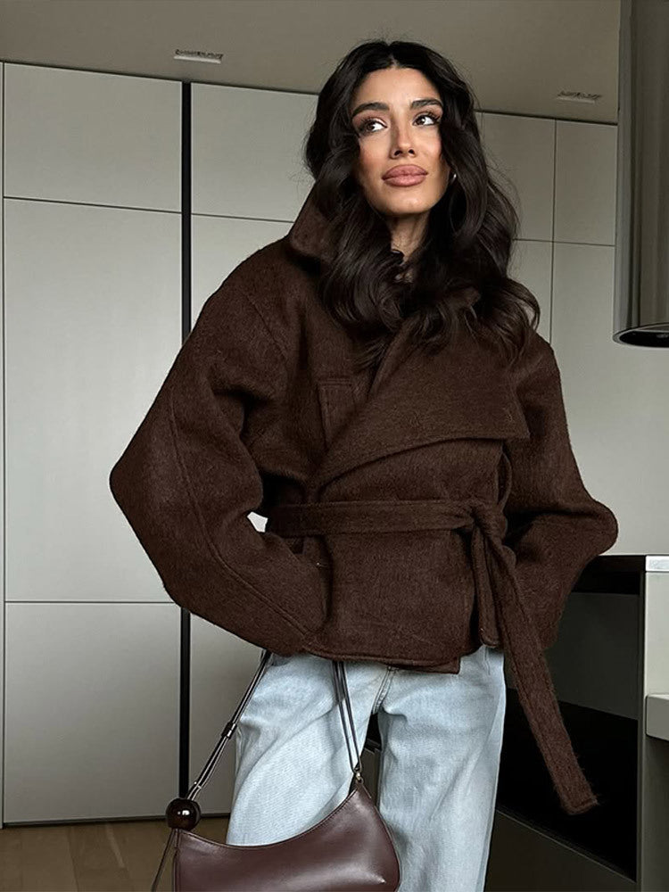 Damen élégante veste en laine oversize avec ceinture Berg-Feldt