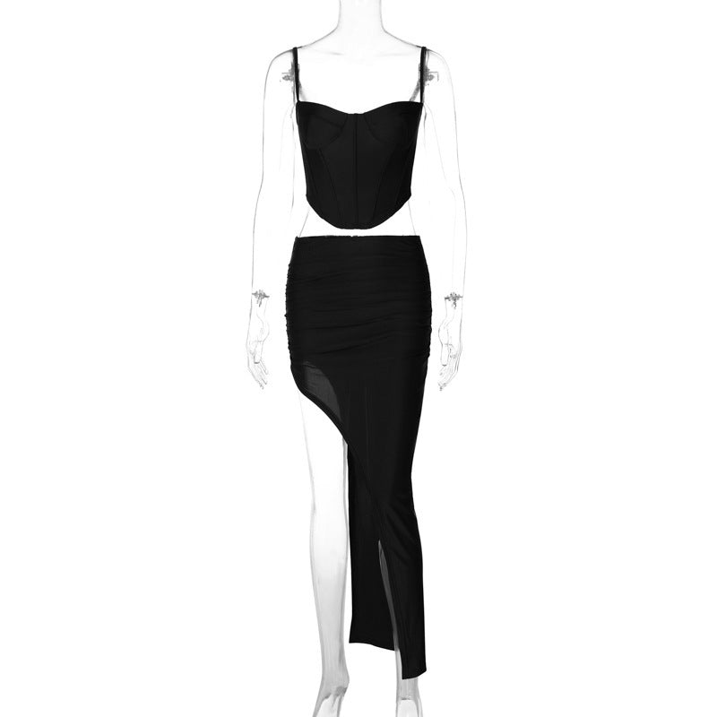 Wickelrock und Cropped Top für Damen mit asymmetrischem Schnitt und Raffungen von berg-feldt