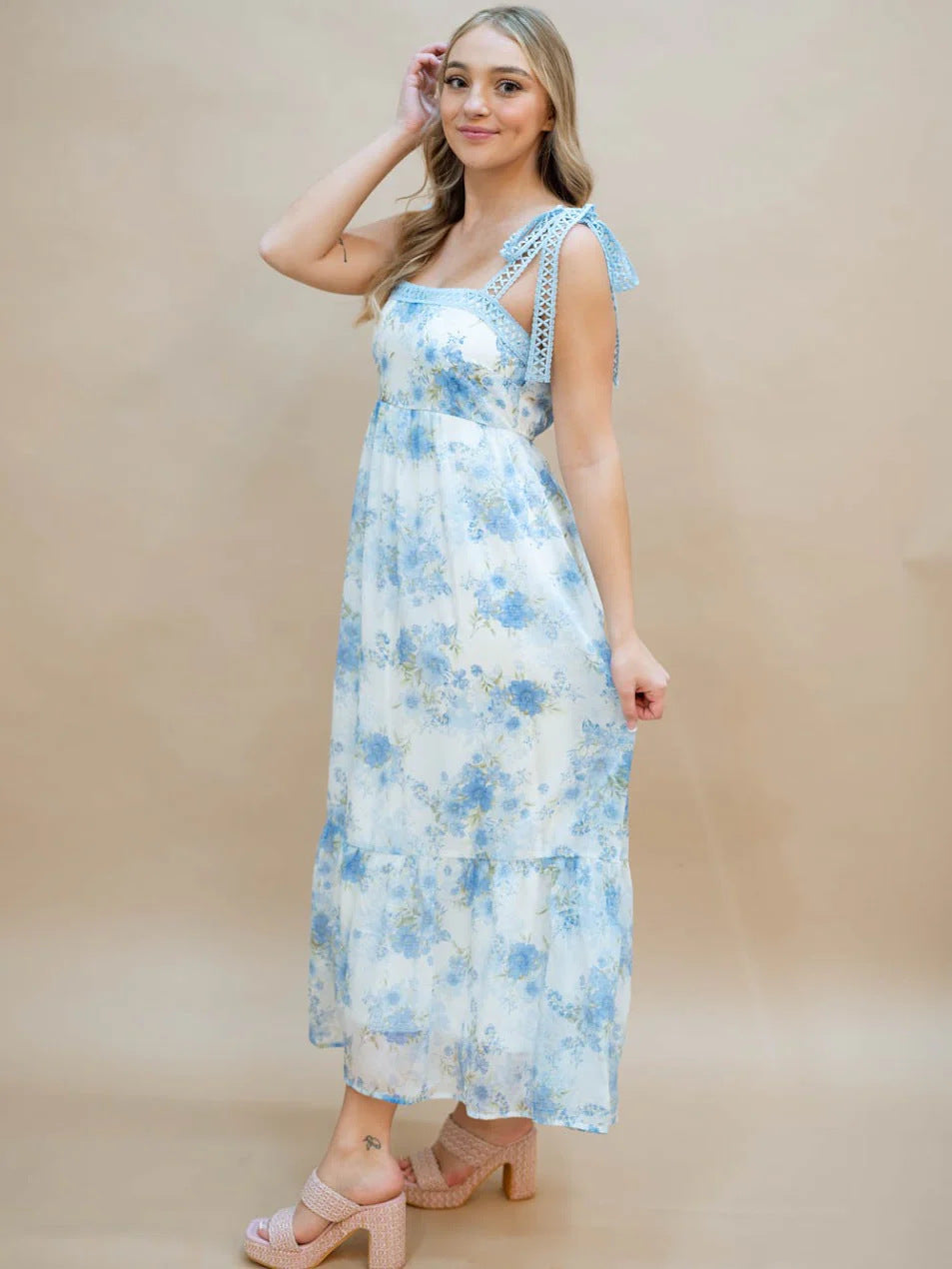 Robe longue bohème pour femme avec bretelles en dentelle par berg-feldt