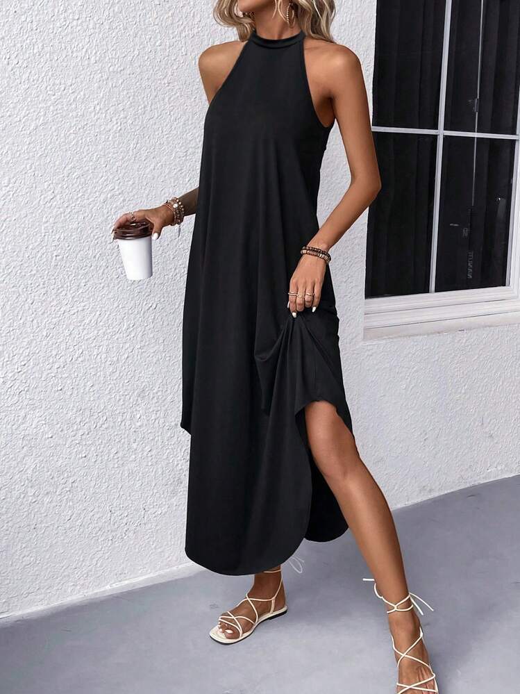 Damen maxi-robe d'été décontractée avec élégant filet licou et poches pratiques Berg-Feldt