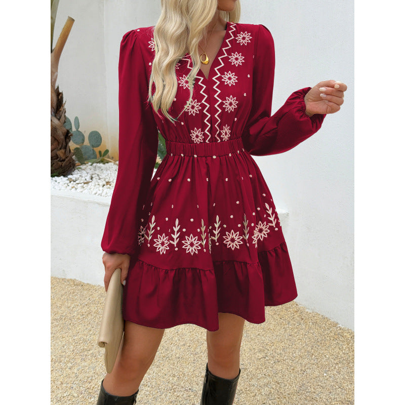 A-Linien Damenkleid mit Puffärmeln und Stickerei von berg-feldt
