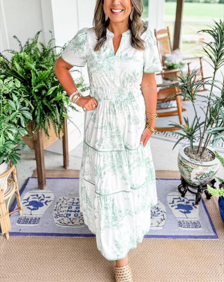 Berg-Feldt Damen-Maxikleid mit floralen Vintage-Details