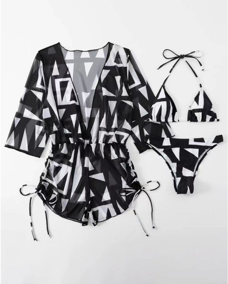 Ensemble de maillots de bain Berg-Feldt pour femme : bikini et kimono fleuri