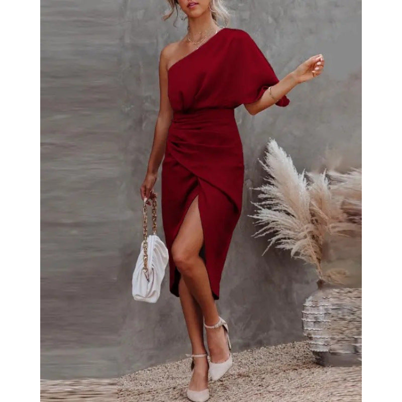 Asymmetrisches Wickel-Midikleid mit Seitenschlitz von Berg-Feldt