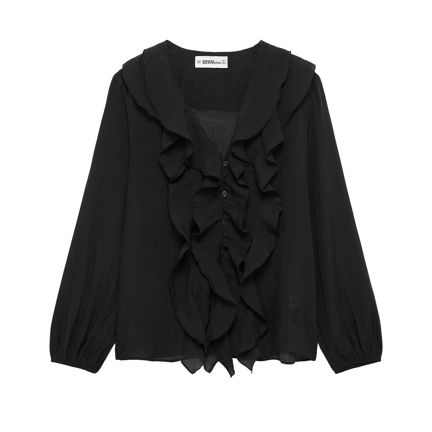 Women's ruffled silk blouse with button closure by berg-feldt