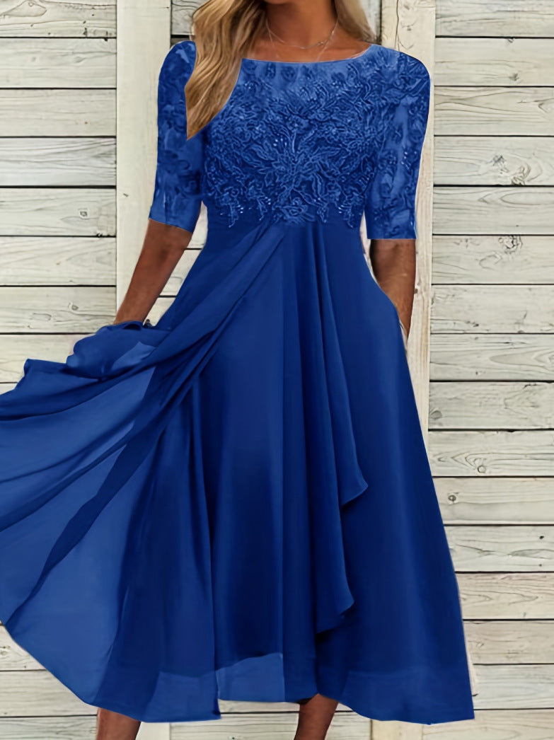 Abendkleid für Damen: Elegantes Chiffonkleid mit aufwendiger Spitze von berg-feldt