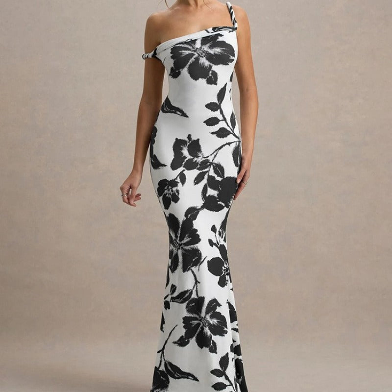 Robe longue à imprimé léopard et encolure Bardot de berg-feldt