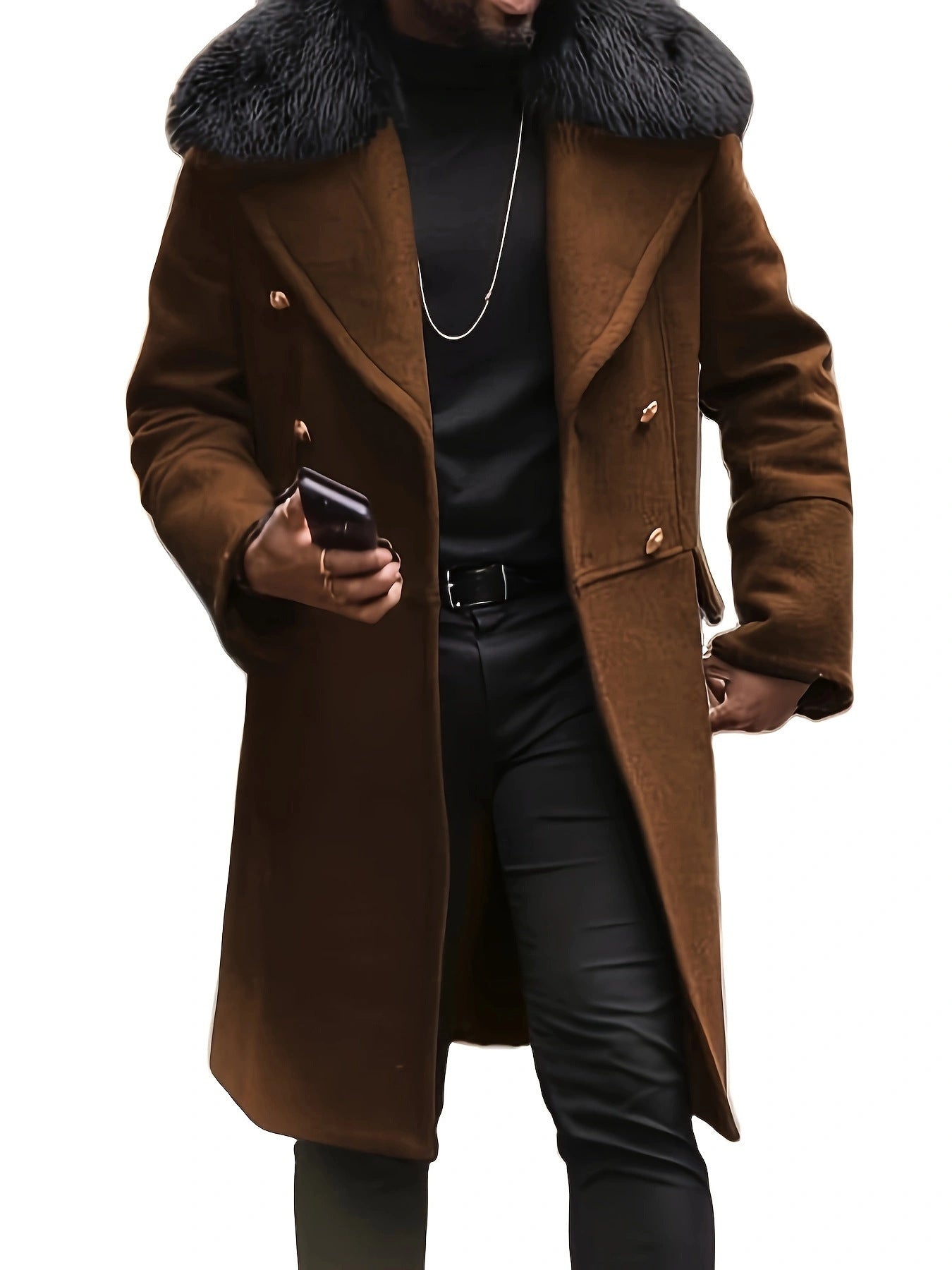 Elegant long men's coat with luxurious fur collar Berg-Feldt