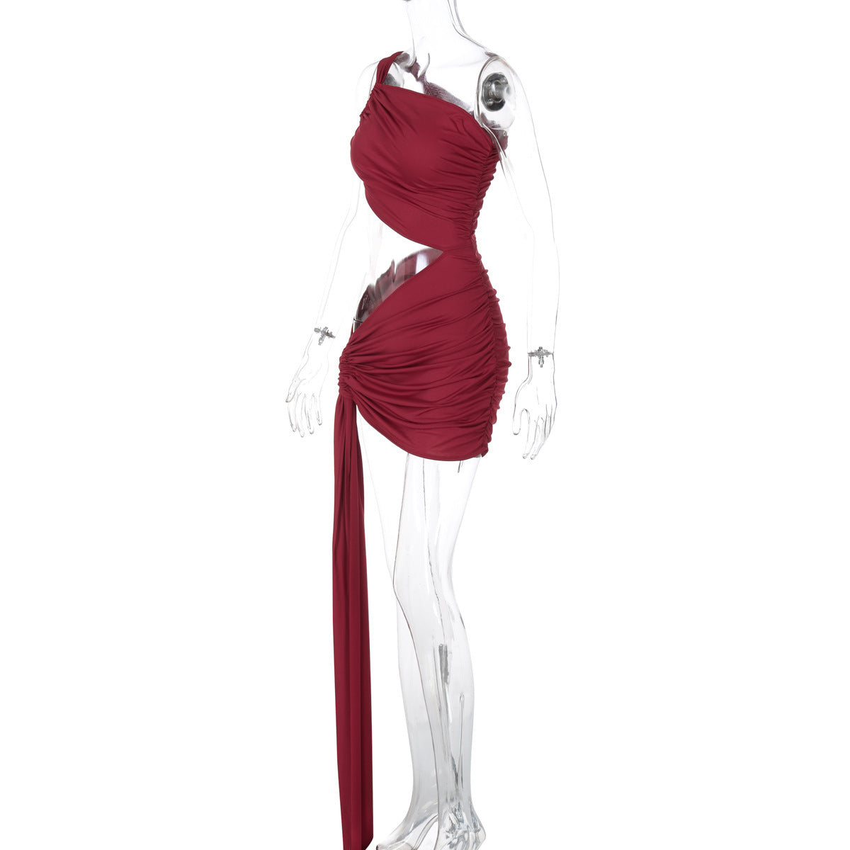Asymmetrisches Cocktailkleid für Damen mit Raffungen und Cut-outs von berg-feldt