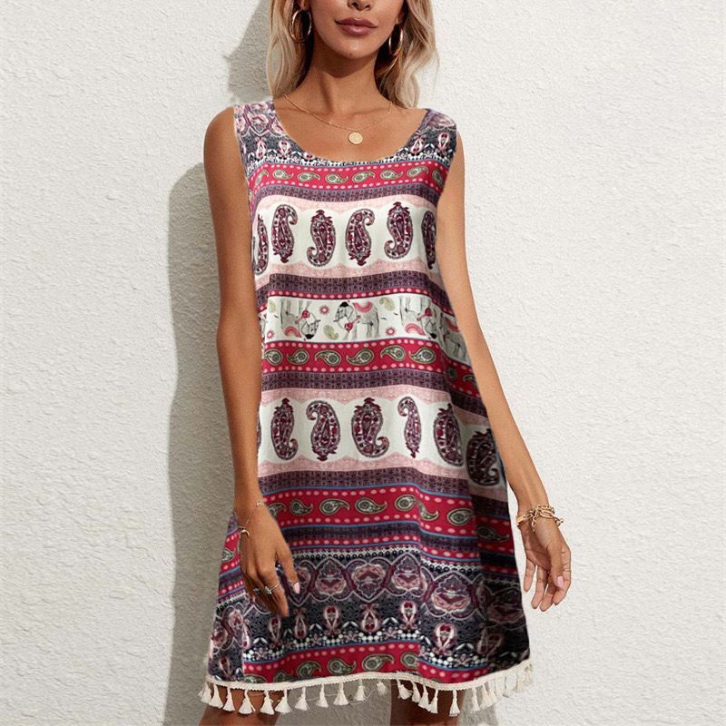 Blumenkleid mit Fransen für Damen