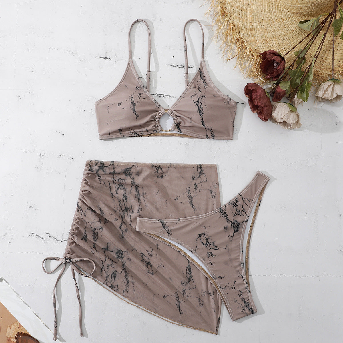Ensemble de bikini pour femme imprimé marbre berg-feldt