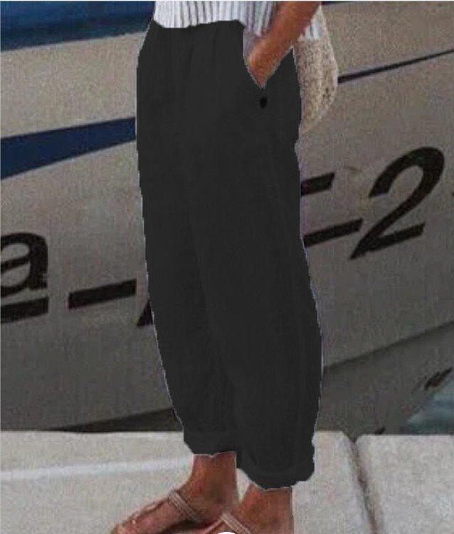 Bequeme Damen-Leinenhose mit tiefer Schrittnaht und Taschen von berg-feldt