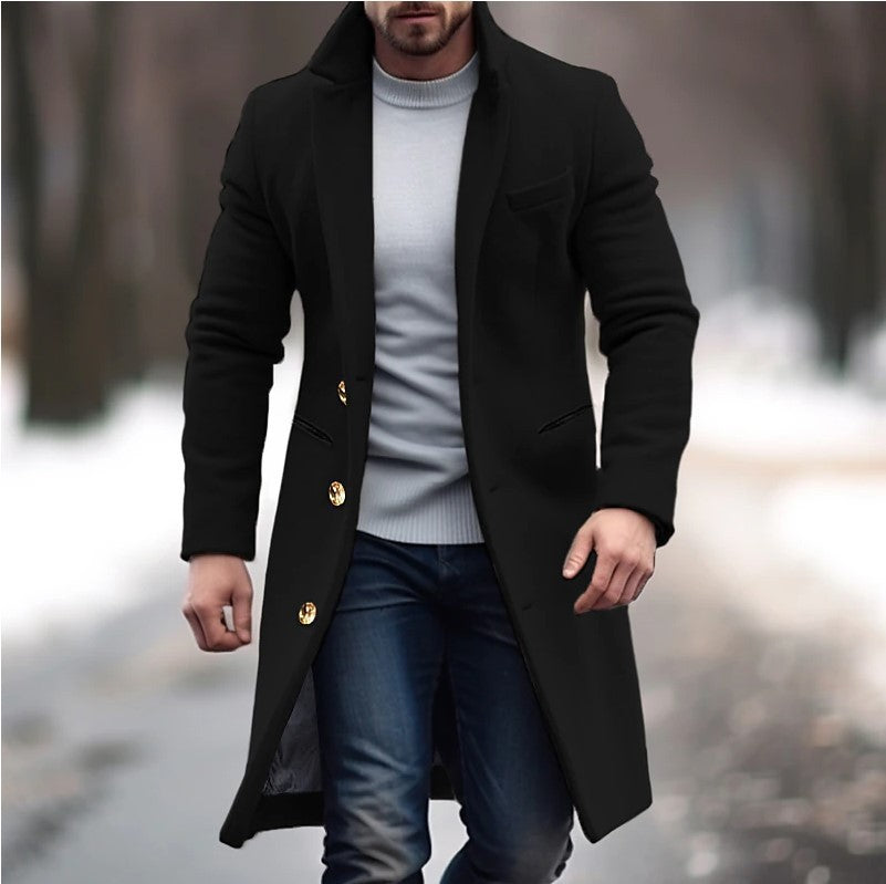 Herren eleganter Wollmantel mit schmalem Schnitt und goldenen Knöpfen Berg-Feldt