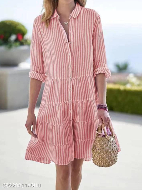 Women's Tiered Button-Down Shirt Dress berg-feldt