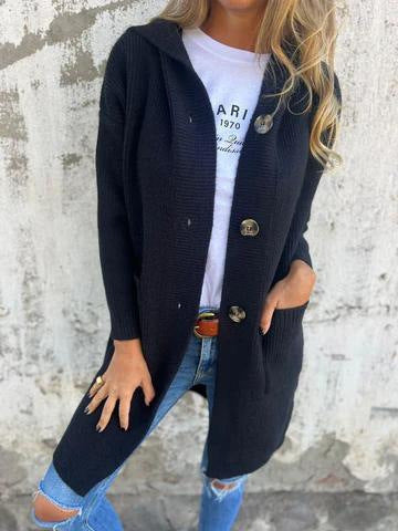 Women's Knit Coat with Classic Buttons and Practical Pockets berg-feldt