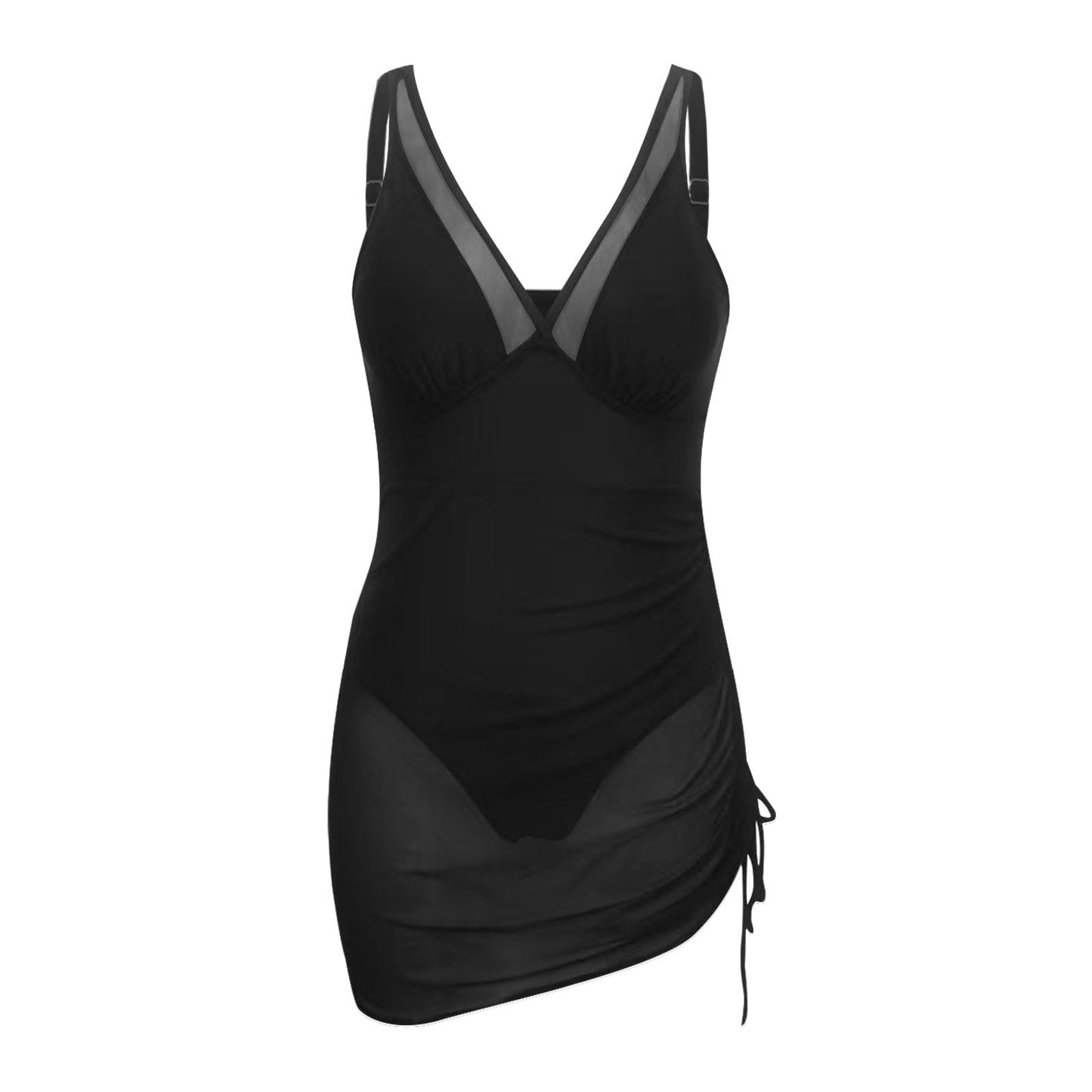Wickelbadekleid für Damen mit transparenten Details und verstellbaren Trägern von berg-feldt