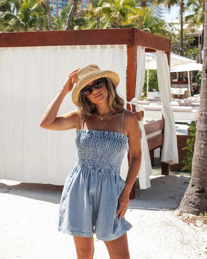 Women's Smocked Denim Dungarees berg-feldt