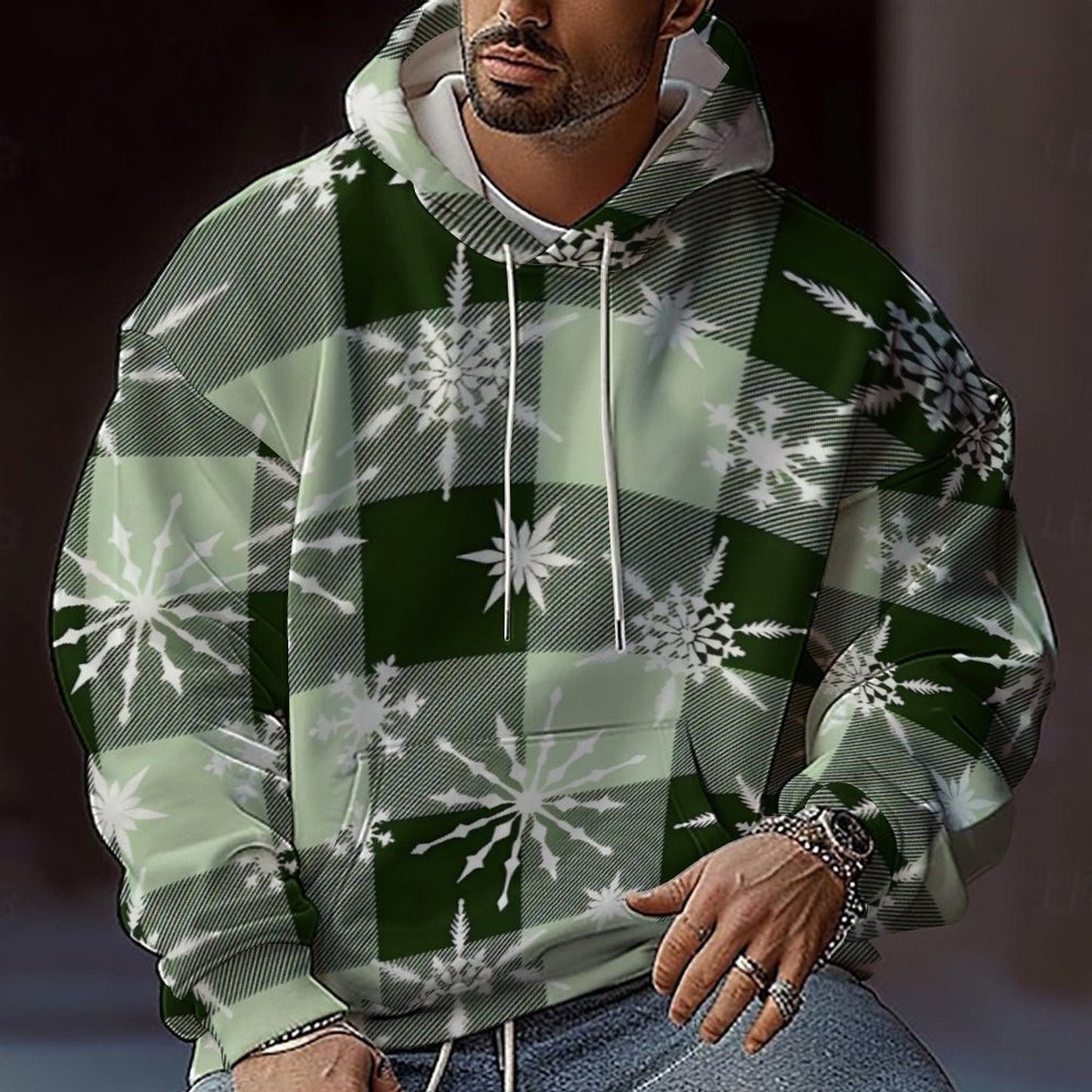 Sweat à capuche de Noël pour hommes avec motif graphique coloré et coupe confortable Berg-Feldt